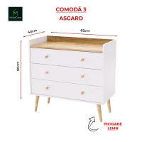 Comodă Mobicasa 3 Asgard 80 x 82 x 40/ PAL/ Craft auriu photo 7