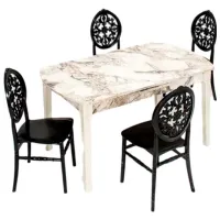 Обеденные стол со стульями Modalife Sofia Venus Прямоугольная / ДСП / Черный