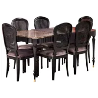 Set masă și scaune Modalife Urla Dreptunghiulară / MDF / Black