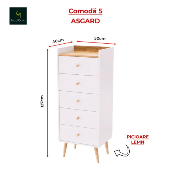 Комод Mobicasa 5 Asgard 127 x 50 x 40см/ ДСП/ Белый photo 7 Комод Mobicasa 5 Asgard 127 x 50 x 40см/ ДСП/ Белый photo 7