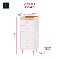 Comodă Mobicasa 5 Asgard 127 x 50 x 40/ PAL/ Alb photo 7