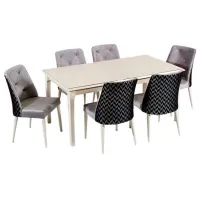 Set masă și scaune Modalife Vivaldi  Dreptunghiulară / PAL / Gray