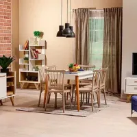 Обеденные стол со стульями Modalife EVA Прямоугольная / ДСП / Cappuccino