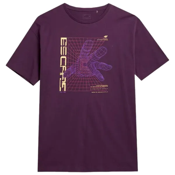 Tricou pentru bărbați 4F 4faw23ttshm0888 100% bumbac/ Purple photo 1