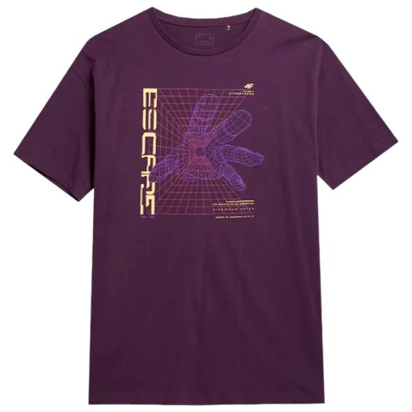 Tricou pentru bărbați 4F 4faw23ttshm0888 100% bumbac/ Purple photo 1