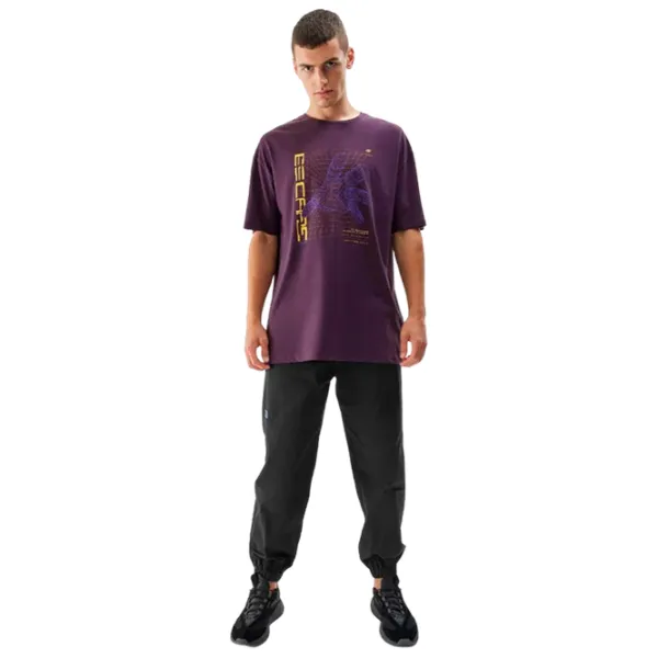Tricou pentru bărbați 4F 4faw23ttshm0888 100% bumbac/ Purple photo 2