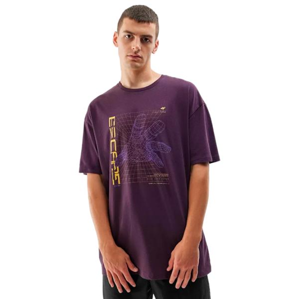 Tricou pentru bărbați 4F 4faw23ttshm0888 100% bumbac/ Purple photo 3