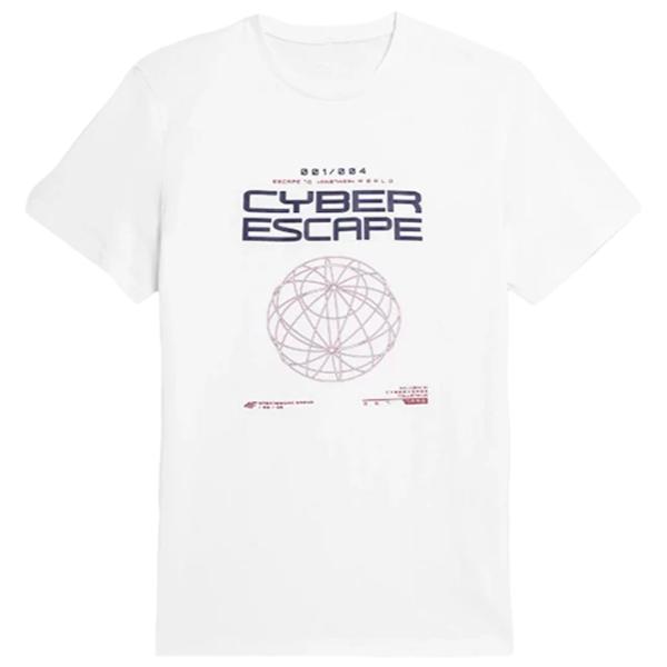 Tricou pentru bărbați 4F 4faw23ttshm0887 100% bumbac/ White photo 1