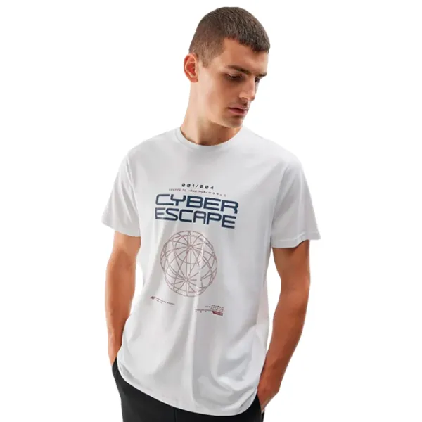 Tricou pentru bărbați 4F 4faw23ttshm0887 100% bumbac/ White photo 3