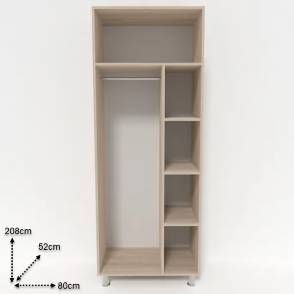 Dulap Smartex N2 80 x 52 x 206 / DSP / Stejar deschis photo 2 Dulap Smartex N2 80 x 52 x 206 / DSP / Stejar deschis photo 2