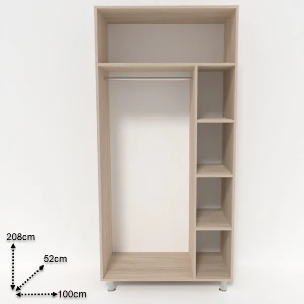 Dulap Smartex N2 100 x 52 x 206 / DSP / Stejar deschis photo 2 Dulap Smartex N2 100 x 52 x 206 / DSP / Stejar deschis photo 2