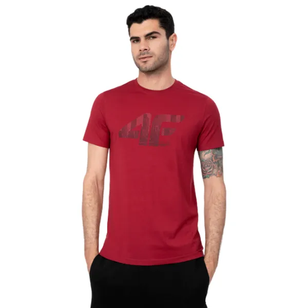 Tricou pentru bărbați 4F 4Fss23ttshm309 100% bumbac/ Red photo 3