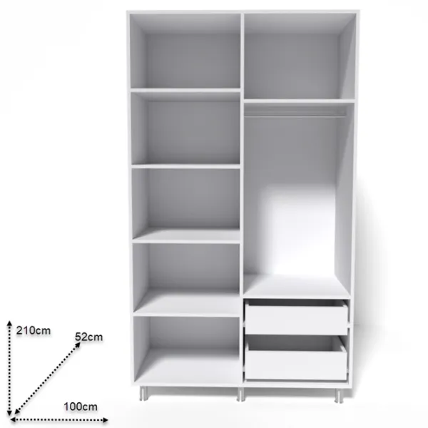 Шкаф Smartex N11 100 x 52см x 210 / ДСП / White photo 2