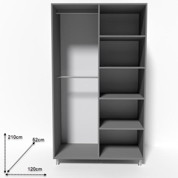 Шкаф Smartex N7 120 x 52см x 209 / ДСП / Графитовый photo 2