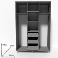 Шкаф Smartex N12 160 x 52см x 210 / ДСП / Графитовый photo 2