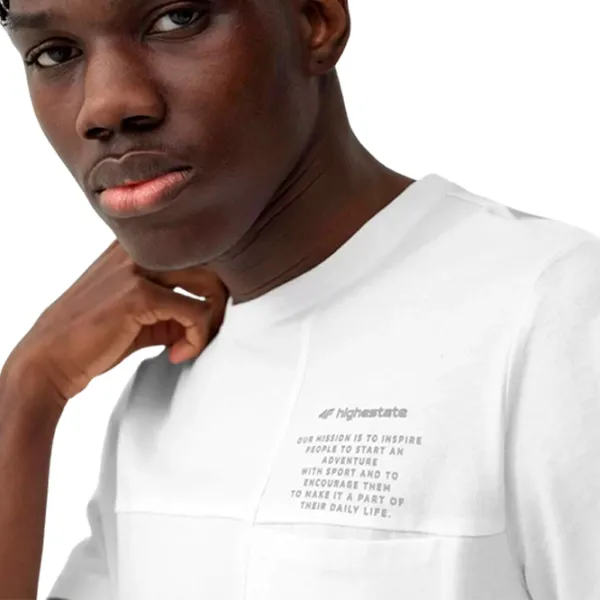 Tricou pentru bărbați 4F 4Fss23ttshm299 100% bumbac/ White photo 3