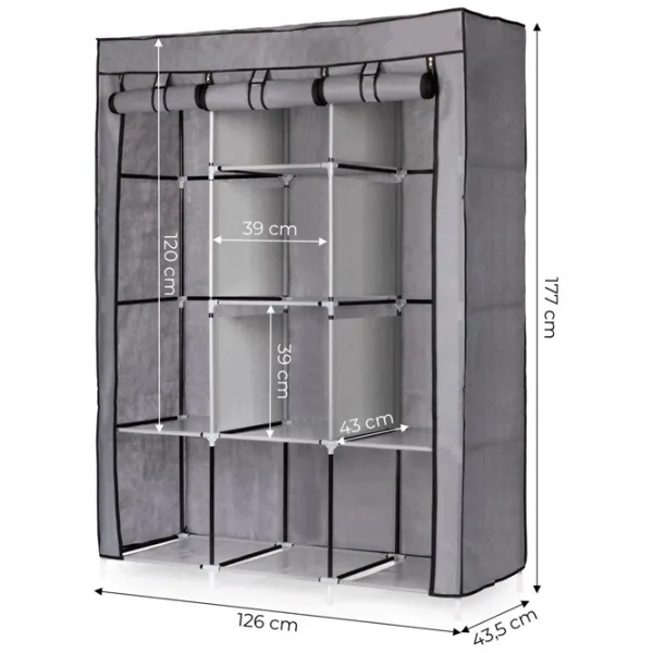 Стеллаж Modern Home PJJSC002 177 x 126 x 43.5см cm/ Холст/ Серый photo 3 Стеллаж Modern Home PJJSC002 177 x 126 x 43.5см cm/ Холст/ Серый photo 3