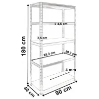 Etajeră TopEshop G9040 180 x 90 x 40 cm/ MDF/ Silver photo 2
