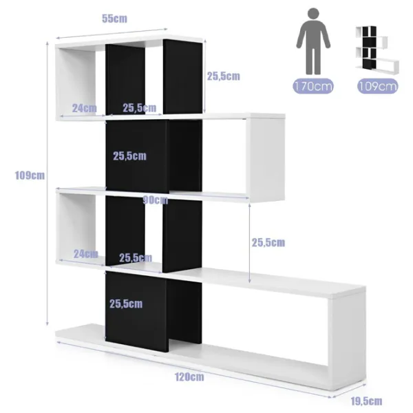 Etajeră Costway CB10293DW 109 x 120 x 19.5 cm/ PAL/ White photo 2 Etajeră Costway CB10293DW 109 x 120 x 19.5 cm/ PAL/ White photo 2
