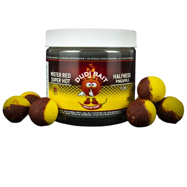 Слоеное тесто Dudi Bait Mr.RED SUPER HOT HALFNESS PINEAPLE Ананас/ 100 г/ 20 мм photo 1 Слоеное тесто Dudi Bait Mr.RED SUPER HOT HALFNESS PINEAPLE Ананас/ 100 г/ 20 мм photo 1