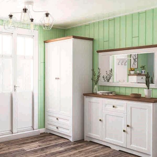 Dulap Neman Tivoli 89 x 63 x 208 / PAL / Alb Structurat photo 3