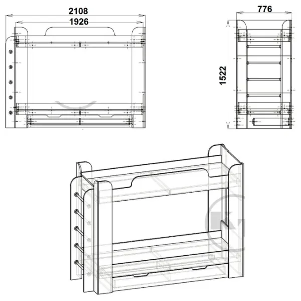 Pat pentru copii KompaniT Twics 70 x 190 cm/ PAL/ White photo 2 Pat pentru copii KompaniT Twics 70 x 190 cm/ PAL/ White photo 2
