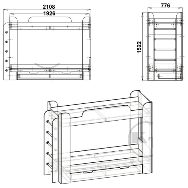 Pat pentru copii KompaniT Twics 70 x 190 cm/ PAL/ White photo 2 Pat pentru copii KompaniT Twics 70 x 190 cm/ PAL/ White photo 2