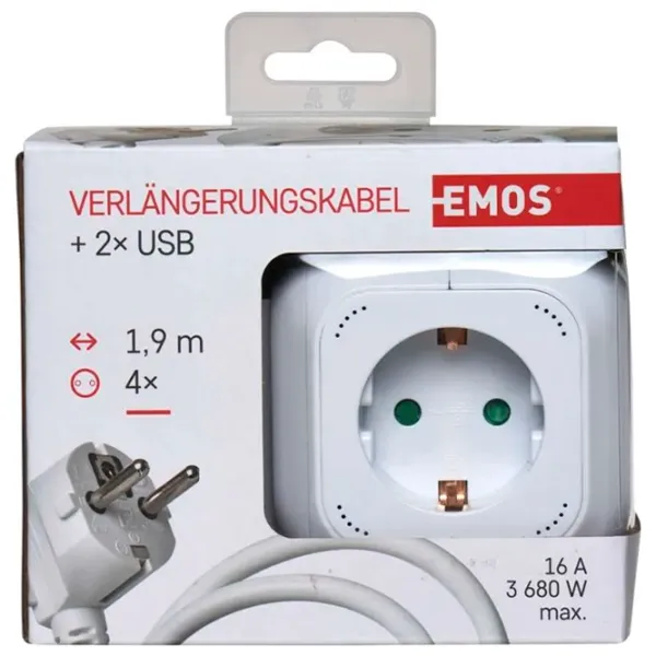 Удлинитель EMOS P04219GU 1.9 м White photo 2