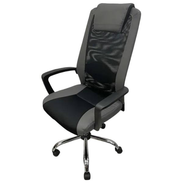Fotoliu de birou ART Dakar Plus  Plasă acrilică, piele artificială/ Gray Black photo 1