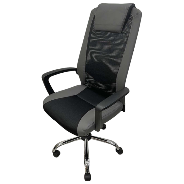 Fotoliu de birou ART Dakar Plus  Plasă acrilică, piele artificială/ Gray Black photo 1