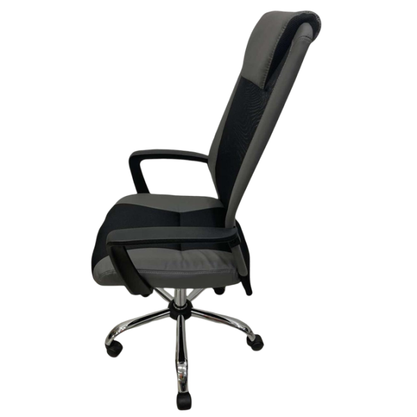 Fotoliu de birou ART Dakar Plus  Plasă acrilică, piele artificială/ Gray Black photo 4