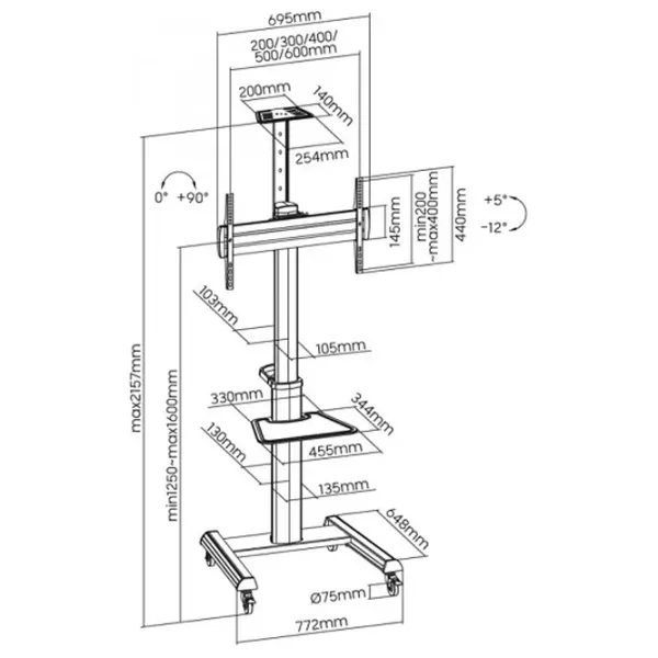 Кронштейн ТВ Reflecta 70VCB-Shelf VESA 600 x 400 мм photo 7