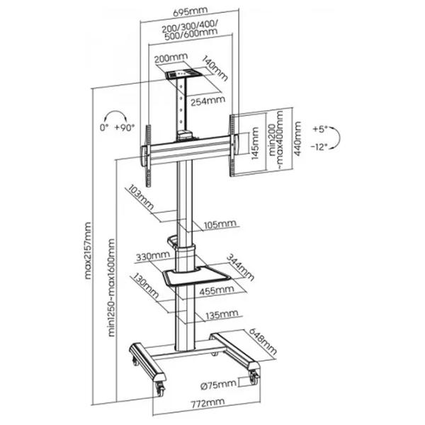 Кронштейн ТВ Reflecta 70VCB-Shelf VESA 600 x 400 мм photo 7