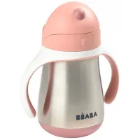 Sticluță cu pai Beaba B913482 250 ml 12 luni/ Oțel inoxidabil/ Pink photo 3