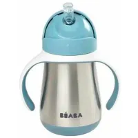 Бутылочка с соломинкой Beaba B913481 250 мл 12 месяцев/ Нержавеющая сталь/ Blue