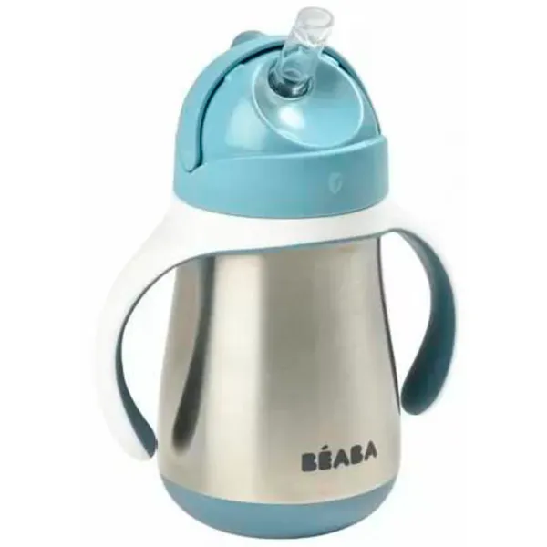 Бутылочка с соломинкой Beaba B913481 250 мл 12 месяцев/ Нержавеющая сталь/ Blue photo 2