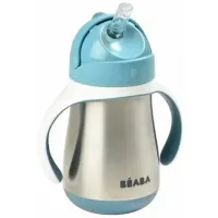 Sticluță cu pai Beaba B913481 250 ml 12 luni/ Oțel inoxidabil/ Blue photo 2