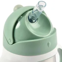 Sticluță cu pai Beaba B913535 250 ml 8 luni/ Oțel inoxidabil/ Green photo 3