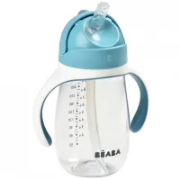 Sticluță cu pai Beaba B913479 300 ml 12 luni/ Plastic/ Blue