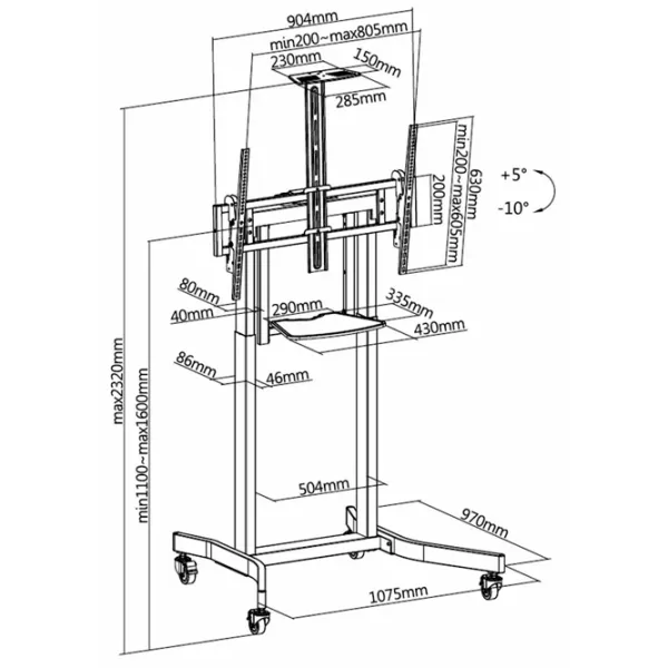 Suport TV Gembird TVS-100T-01 VESA 800 x 600 mm photo 8 Suport TV Gembird TVS-100T-01 VESA 800 x 600 mm photo 8