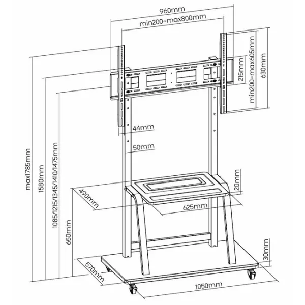 Suport TV Gembird TVS-100F-01 VESA 800 x 600 mm photo 6