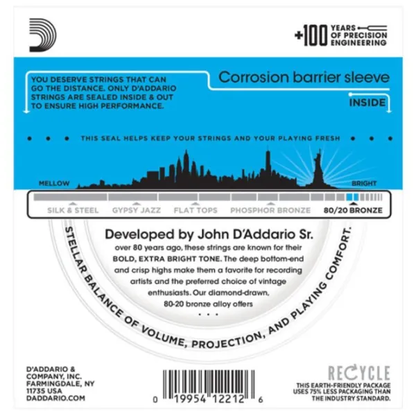 Coardă D'Addario EJ11 Silver/ Bronz photo 3