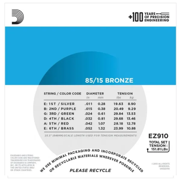 Coardă D'Addario EZ 910 Silver/ Bronz photo 2