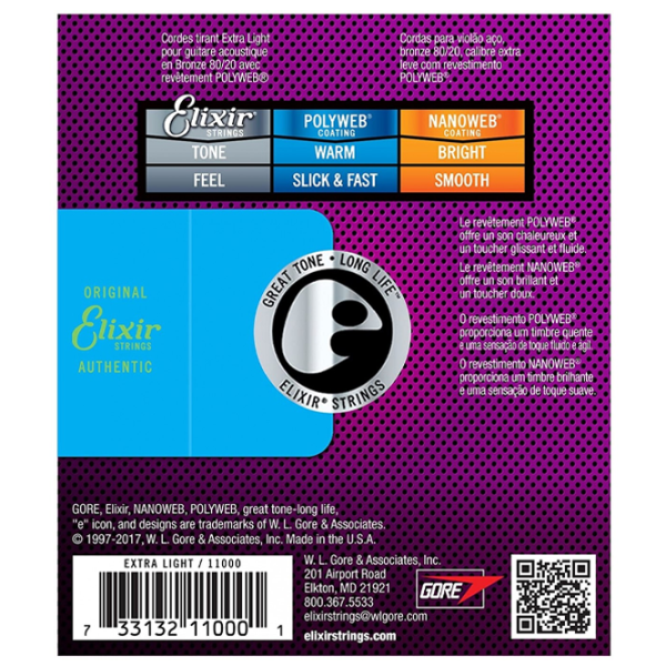 Coardă Elixir Polyweb 80/ 20 Bronze Light Silver/ Cupru photo 2