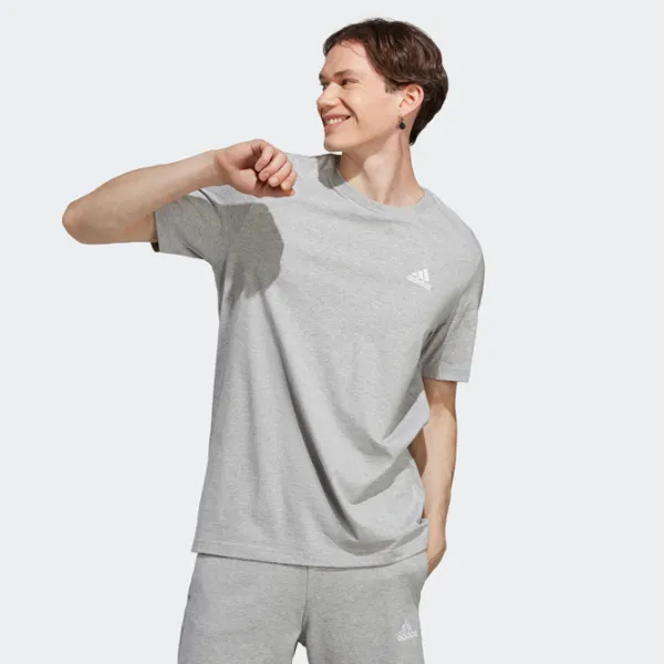 Tricou pentru bărbați Adidas Essentials Single Jersey Embroidered Small Logo 100% bumbac/ Gray photo 2