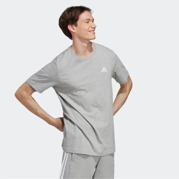 Tricou pentru bărbați Adidas Essentials Single Jersey Embroidered Small Logo 100% bumbac/ Gray photo 5
