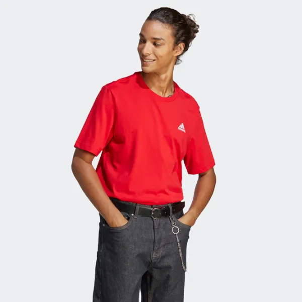 Tricou pentru bărbați Adidas Essentials Single Jersey Small Logo Tee 100% bumbac/ Red photo 4