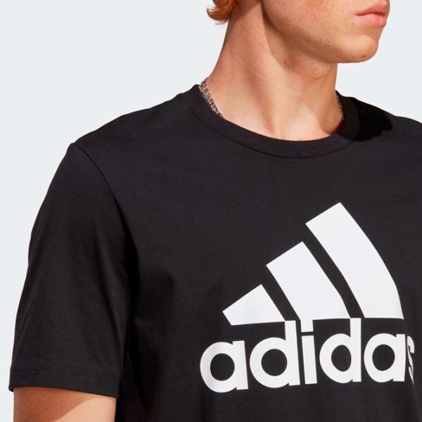 Tricou pentru bărbați Adidas Essentials Big Logo 70% bumbac, 30% bumbac reciclat/ Black-White photo 5