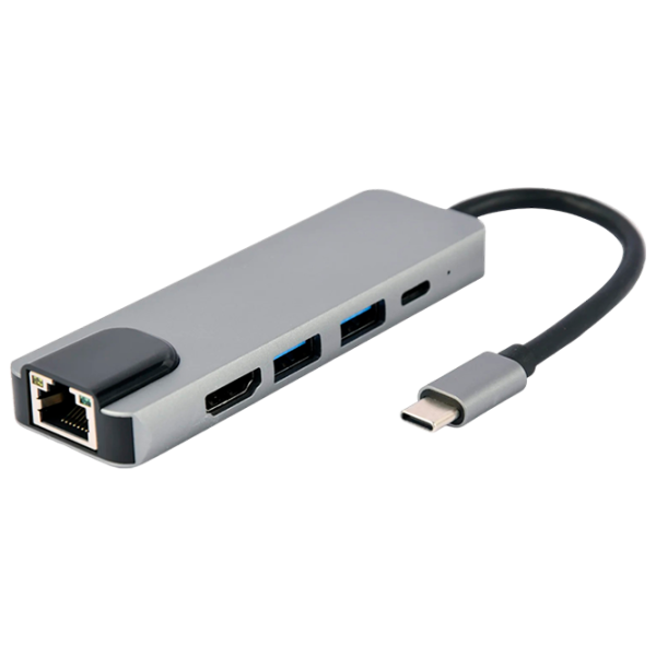 Адаптер Hub Cablexpert A-CM-COMBO5-04 USB Type-C/ Серебристый photo 1 Адаптер Hub Cablexpert A-CM-COMBO5-04 USB Type-C/ Серебристый photo 1