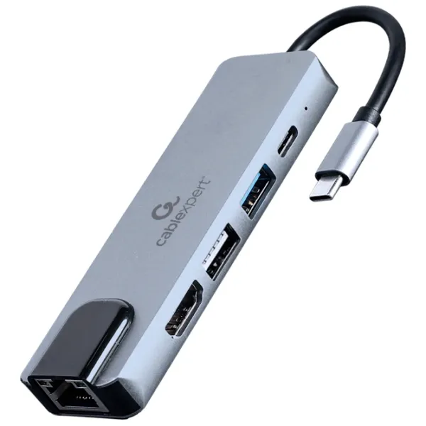 Адаптер Hub Cablexpert A-CM-COMBO5-04 USB Type-C/ Серебристый photo 2 Адаптер Hub Cablexpert A-CM-COMBO5-04 USB Type-C/ Серебристый photo 2